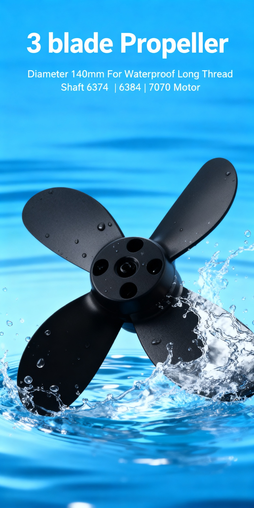 Skycreat 63-blade three-blade propeller,Aluminum, suitable for underwater motor modifications of remote-controlled boats, bottom-digging boats, and net-towing boats.